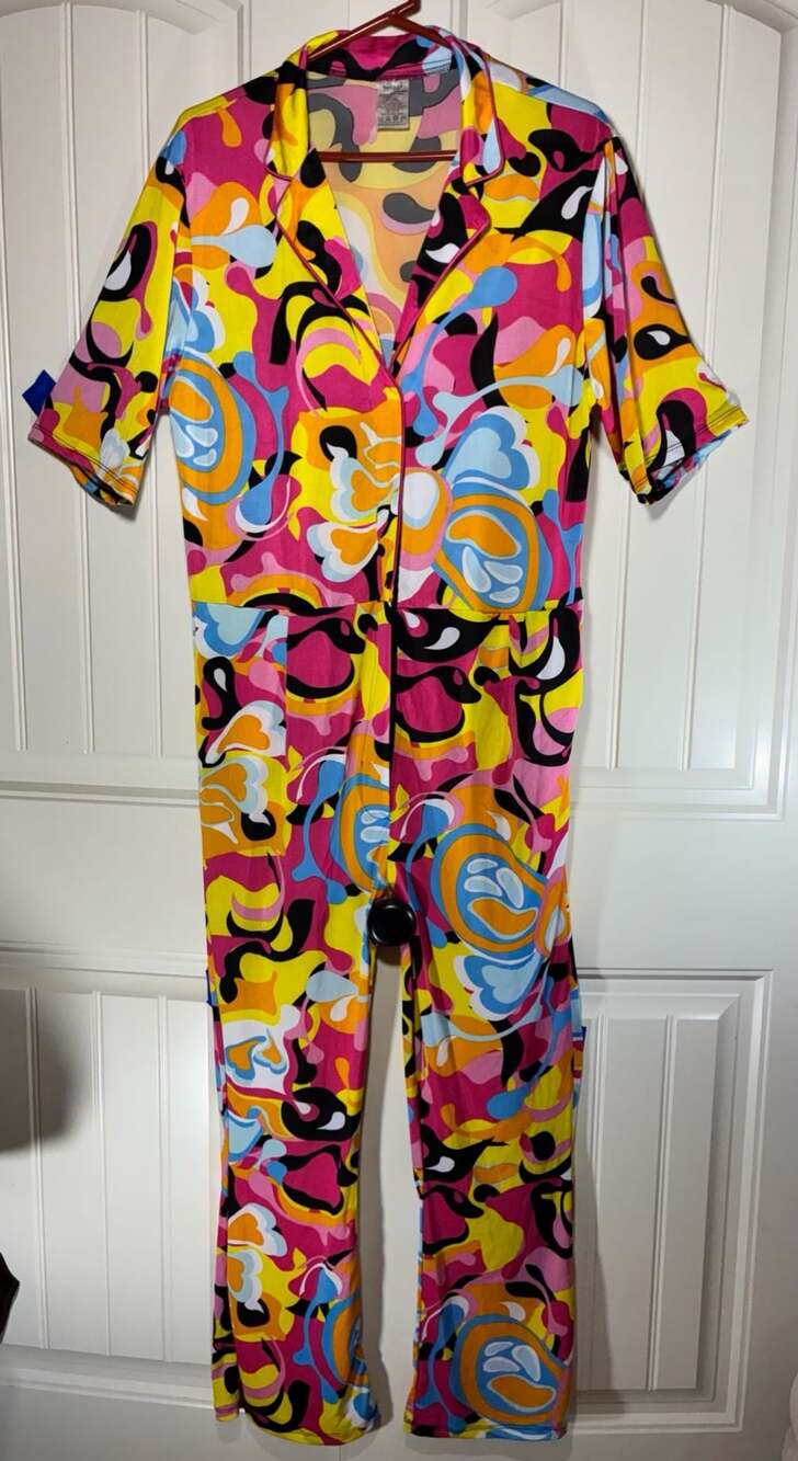 Spirit Jumpsuit Multi Colorful Hippie Psychedelic Retro Romper Costume Sz Large